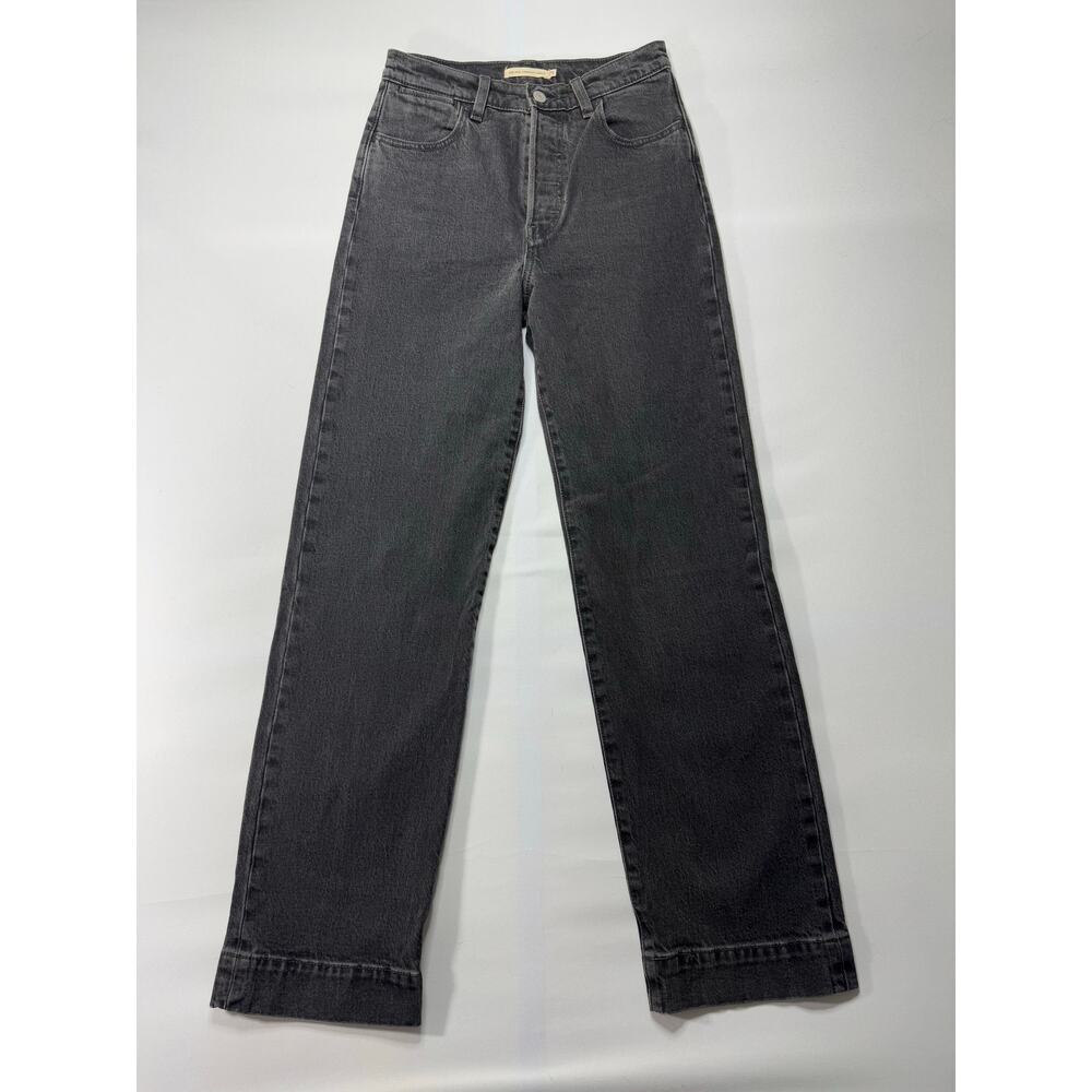 Vintage Levis Button Fly Ribcage Straight Ankle Black Denim Jeans - Size 25x29.5